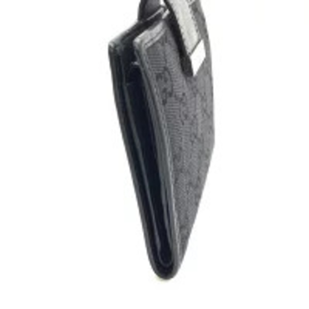 GUCCI Bi fold Wallet Compact GG Canvas Leather Button Closure Black - Picture 2 of 9